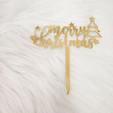 Merry Christmas Cake Toppers Tree Star Decoration Supplies Holiday Party