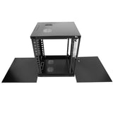12U Server Cabinet Wall Mount Rack Enclosure With Caster Wheels 2 Server Fans Locking Glass Door Removable Side Panels 19" Network Cabinet 15-18.5" Installation Depth Heavy-Duty Frame (27Inch, 12U)