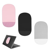 3 Pack Mouse Pouch For Laptop, Universal Mouse Holder For Laptop Reusable Adhesive Slim Pouch Stick-On Compatible With Computer Office Home Storage (Grey,Black,Pink) (Oval)