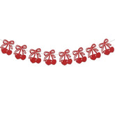 Cherry Banner - Cherry Fruit Hanging Decor, Cherry Theme Home Decor Banner Decoration For Christmas, Birthday, Bachelorette, Bridal Shower, Wedding Party Decorations Red Glitter