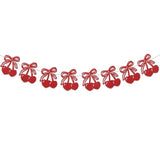 Cherry Banner - Cherry Fruit Hanging Decor, Cherry Theme Home Decor Banner Decoration For Christmas, Birthday, Bachelorette, Bridal Shower, Wedding Party Decorations Red Glitter