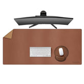 MAIDERN 43.3”x 19.6” Leather Desk Mat, Large Desk Pad, Cork & Leather Large Mouse pad for Desk, Waterproof Computer Desk Mat for Gaming Home Office (Brown)