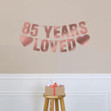 Pre-Strung Rose Gold 85th Birthday Banner, Party Decorations for Women