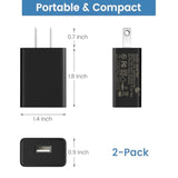 Charger For Shokz Bone Conduction Headphones - 2-Pack 5V 2A Usb Wall Charging Adapter For Aftershokz Headsets, Black