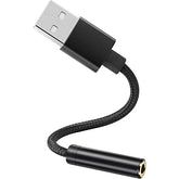 USB to 3.5mm Jack Audio Adapter, USB to Headphone Jack Adapter Cable with TRRS 4-Pole Mic-Supported, External Stereo Sound Card for Headphone, Mac,