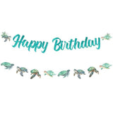 Turtle Birthday Decorations Banner, Sea Turtle Happy Birthday Banner Ocean Animal Turtle Garland For Boy Girl Under The Sea Ocean Theme Bday Party