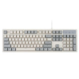 Periboard-108M, Wired Mechanical Full-Size Usb Keyboard - Red Linear Switch - Classic Retro Gray/White Color - Us English
