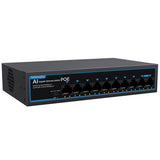 8 Port Gigabit Poe Switch With 2 Gigabit Uplink, 1000Mbps, 802.3Af/At, 120W Built-In Power, Vlan, Unmanaged Metal Plug And Play,Ideal For Nvr And Power Over Ethernet Ip Cameras