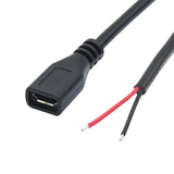 Short Micro Usb Female 2 Pin Bare Wire,30Cm/11.8In Micro Usb To Open End Pigtail Power Cable Easy Soldering,Micro Usb 22Awg 3A For Micro Usb Equipment Installed Or Replace Repair Diy Cable(4Pcs)