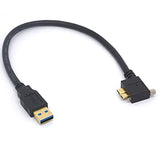 Angled USB Micro b Locking Screw Cable USB A Male to Micro B with Dual Locking Screw Charging and Data Cord for HDD, Nikon D800 D800E 30cm (90