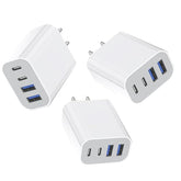 35W Apple Iphone 16 Pro Adapter,3Pack 4-Port Quick Charger Block Usb C Multiport Pd Plug Adapter+Qc Double Type C Adapter Fast Charging For Iphone 16/16 Pro/15/15 Pro/14/13/12/11 Pro Max/Xr/X/8/7/Ipad