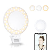Clip-On Selfie Ring Light 60 LEDs 3 Modes Touch Control Rechargeable 800mAh