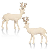Velvet Reindeer Christmas Decorations, 2Pcs Beige Flocking Deer Figurine Statue Table Decorations, For Home Holiday Xmas Gift Party Decor.