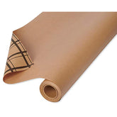 American Greetings Reversible Brown Wrapping Paper for All Occasions, Kraft Paper and Plaid (1 Jumbo Roll, 175 sq. ft.)