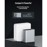 65W Usb C Charger, Gan Iii Pd Fast Charger, Pps 3-Port Compact Foldable Adapter Compatible With Macbook Pro/Air, Dell Xps 13, Iphone 16/15Pro, Switch, Steam Deck, Galaxy S24 (Silvery, 3-Port)