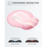 Ergonomic Mouse Pad With Wrist Rest, Large Mousepad(10.6'' X 9''), Office Wrist Support Mouse Mat With Non-Slip Base, Pain Relief For Laptop & Computer?Pink?