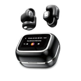 Touch Screen Ear Clips Headphones Bluetooth 5.4, Open Ear Earbuds Wlreless With 25H Playtime, Tf Card Clip On Bluetooth Earphones With Full-Color Display (Black)
