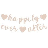 Pre-Strung Happily Ever After Banner - Rose Gold Glitter Bachelorette Bridal Engagement Party Decoration Supplies, Bachelorette Wedding Party Banner For Engagement, Bridal Shower, Wedding Party Photo Booth Props