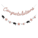 Congratulations Rose Gold Graduation Banner Class of 2025 Pre-Strung Decor