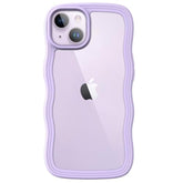 JETech Cute Case for iPhone 14 Plus 6.7-Inch, Wave Frame Curly Shape Shockproof Phone Cover for Women and Girls, Clear Hard PC Back (Purple)