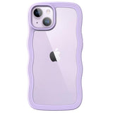 JETech Cute Case for iPhone 14 Plus 6.7-Inch, Wave Frame Curly Shape Shockproof Phone Cover for Women and Girls, Clear Hard PC Back (Purple)