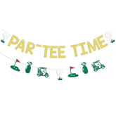 Let'S Par-Tee Banner - Par-Tee Time Sign, Golf Themed Birthday Banner, Retirement Party Decor For Golf Lover, Golf Party Decorations Gold Glitter