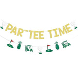 Let'S Par-Tee Banner - Par-Tee Time Sign, Golf Themed Birthday Banner, Retirement Party Decor For Golf Lover, Golf Party Decorations Gold Glitter