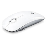 R306 Pro Wireless Mouse, Dual Bluetooth & 2.4G, Type-C Rechargeable, Silent Click, Slim Symmetrical Design, Portable For Laptop/Ipad/Macbook/Desktop/Windows/Macos White