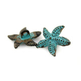 12 Pieces Starfish Metal Shank Buttons 19Mm. (Green Patina)