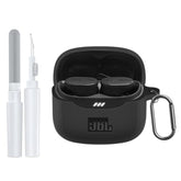 JBL Tune Buds 2 Soft Silicone Protective Case Cover with Carabiner and Cleaner Kit, Compatible with JBL Tune Buds 2 Case, Black
