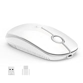 Type C Wireless Mouse? Usb C Mouse Dual Mode 2.4G Cordless Mice With Nano Usb And Type C Receiver Compatible With Pc, Laptop, And All Type C Devices-White Silver