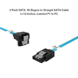 Sata-Iii Cable:12 Inches,3 Pack Sata 90-Degree Cable Sata Right-Angle Cable Th