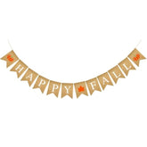 Happy Fall Burlap Banner - Prestrung Fall Banners, Happy Fall Banner, Thanksgiving & Harvest Home Decor, Pumpkin Maple Leaf Garland For Indoor Fireplace Wall Porch And Outdoor Party Decor