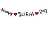 Happy Father's Day Decorations Banner Glitter Black