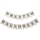Happy Halloween Burlap Banner with Bat Bunting Garland for Party Wall Mantel Fireplace Decor