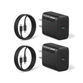 Anker 25W USB-C Super Fast Charger, Anker Charger (Non-Foldable) with USBC Cable, Supports PPS Fast Charging for Samsung Galaxy S23 Ultra/S23+/S23/S22/S21/S20/Note 20, & More 2Pack 5ft Cable Included