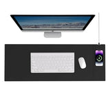 Magnetic Wireless Charging Mouse Pad, Office Desk Mat With Wireless Charger, Multifunctional Large Desk Pad With Non-Slip Base, Waterproof Leather Desk Pad For Gaming And Office Use(80X30Cm)