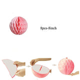Pom Poms Tissue Paper Honeycomb Balls Flower Ball Wall Decor Pom Poms Decoration For Birthday Party Wedding Nursery Shower (Light Pink, 8Pcs-8In)