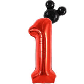 40" Mouse Number 1 Balloon – Black Mouse Head & Red Balloon for Parties