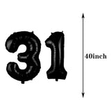 Sweet 31Th Birthday Decorations Party Supplies,Black Number 31 Balloons,31Th Foil Mylar Balloons Latex Balloon Decoration,Great 31Th Birthday For Girls,Women,Men,Photo Props