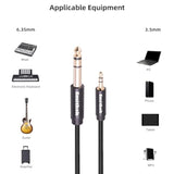 2Pack 1/8 To 1/4 Stereo Audio Cable,6.35Mm 1/4" Male To 3.5Mm 1/8" Male Trs Bidirectional Stereo Audio Cable For Guitar, Laptop, Home Theater Devices, Speaker And Amplifiers 4Ft