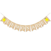 Burlap Lemonade Banner Lemonade Stand Decorations Garland Lemon Theme Baby Shower Birthday Party Supplies Vintage Rustic Hanging Bunting Sign