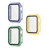 3 Pack Multi-Color Cases With Tempered Glass Screen Protector For Apple Watch Series 6/5/4 Se(2Nd Gen) 44Mm, Yellow + Lavender Purple + Mint Green(Sage Green), Smooth Touch, Easy Installation, Full Screen Shield, High Protection