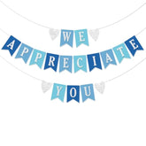 Pre-Strung We Appreciate You Decorations Banner Doctor Nurse Teacher Pastor Staff Employee 9.8Ft Glitter Blue Appreciation Assistant Principal Appreciation Gifts Party No Diy