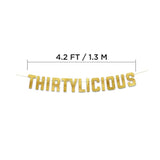 Thirtylicious Gold Glitter Banner - Happy 30Th Birthday Party Banner - 30Th Wedding Anniversary Decorations - Milestone Birthday Party Decorations
