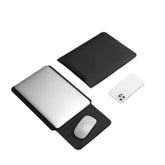 Leather Laptop Sleeve Case With Mouse Pad, 13 Inch Compatible, Waterproof, Macbook Air Pro 13 M1 M2, Laptop Case, Computer Bag For Lenovo, Hp, Dell, Asus Notebook, Men Women (Black)