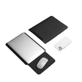Leather Laptop Sleeve Case With Mouse Pad, 13 Inch Compatible, Waterproof, Macbook Air Pro 13 M1 M2, Laptop Case, Computer Bag For Lenovo, Hp, Dell, Asus Notebook, Men Women (Black)