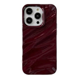 For Iphone 14 Pro Case,Water Ripple Pattern Curly Wave Shape Soft Phone Case (Wine Red)