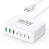 Usb C Charger Block, 180W Gan 7 Port Usb Charging Station Wall Charger Pd 65W Laptop Power Adapter Wall Plug, Usb C Block Charging Hub For Macbook Pro/Air,Dell,Iphone 16/15/14/13,Ipad,Galaxy S24/S23