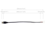 2Pcs 20Awg Usb Pigtail, 0.3M/1Ft Usb 2.0 Male Plug, 5V 5A Black Power Cable With Spring Wire Connector